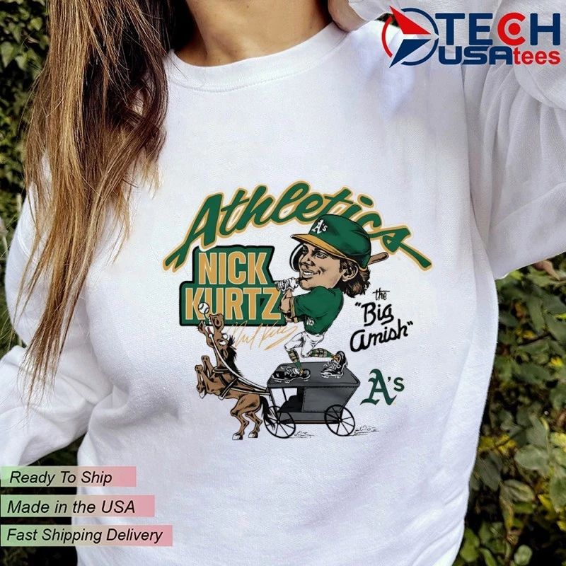 Oakland Athletics Nick Kurtz The Big Amish caricature signature shirt