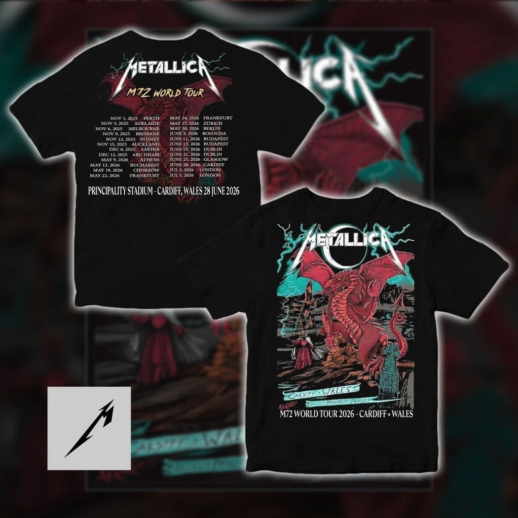 Metallica M72 Tour 2026 Wales Shirt Duchess Of Dark Red Dragon Principality Stadium Concert Art Limited Run Tee