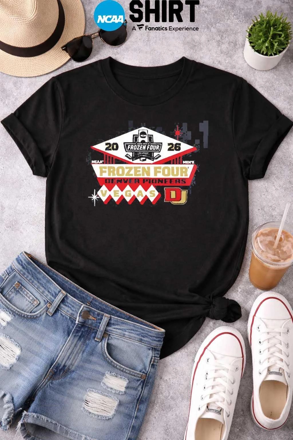 Denver Pioneers Men’s Hockey 2026 NCAA Frozen Four Vegas Logo Shirt