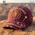 Big Leo Energy Embroidered Maroon Distressed Baseball Cap