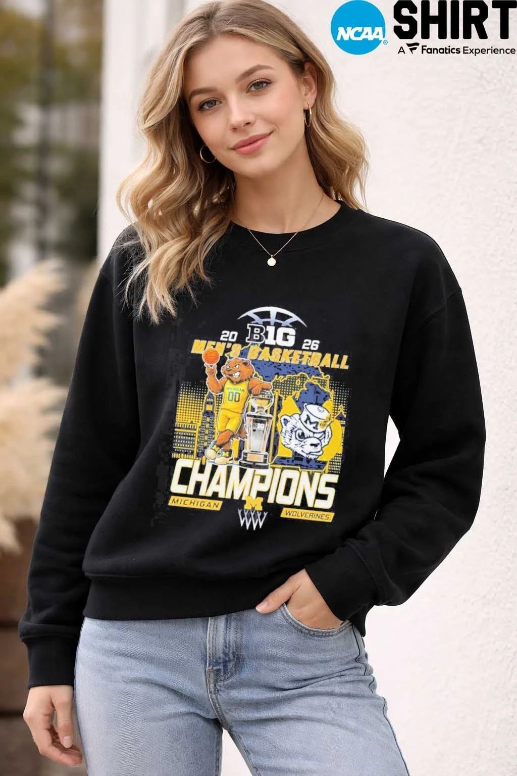 Michigan Wolverines 2026 Big Ten Men’S Basketball Season Champions Mascot Trophy T Shir