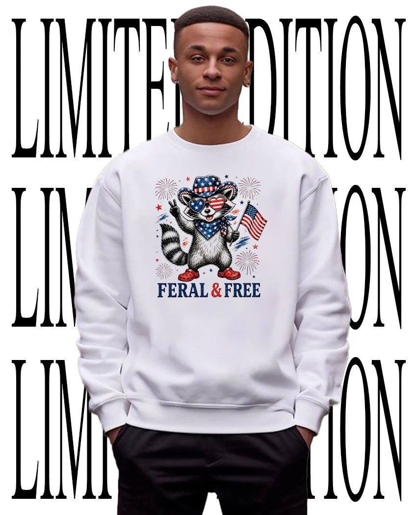 Raccoon American Cowboy Independence Day Fourth of July Feral and Free shirt