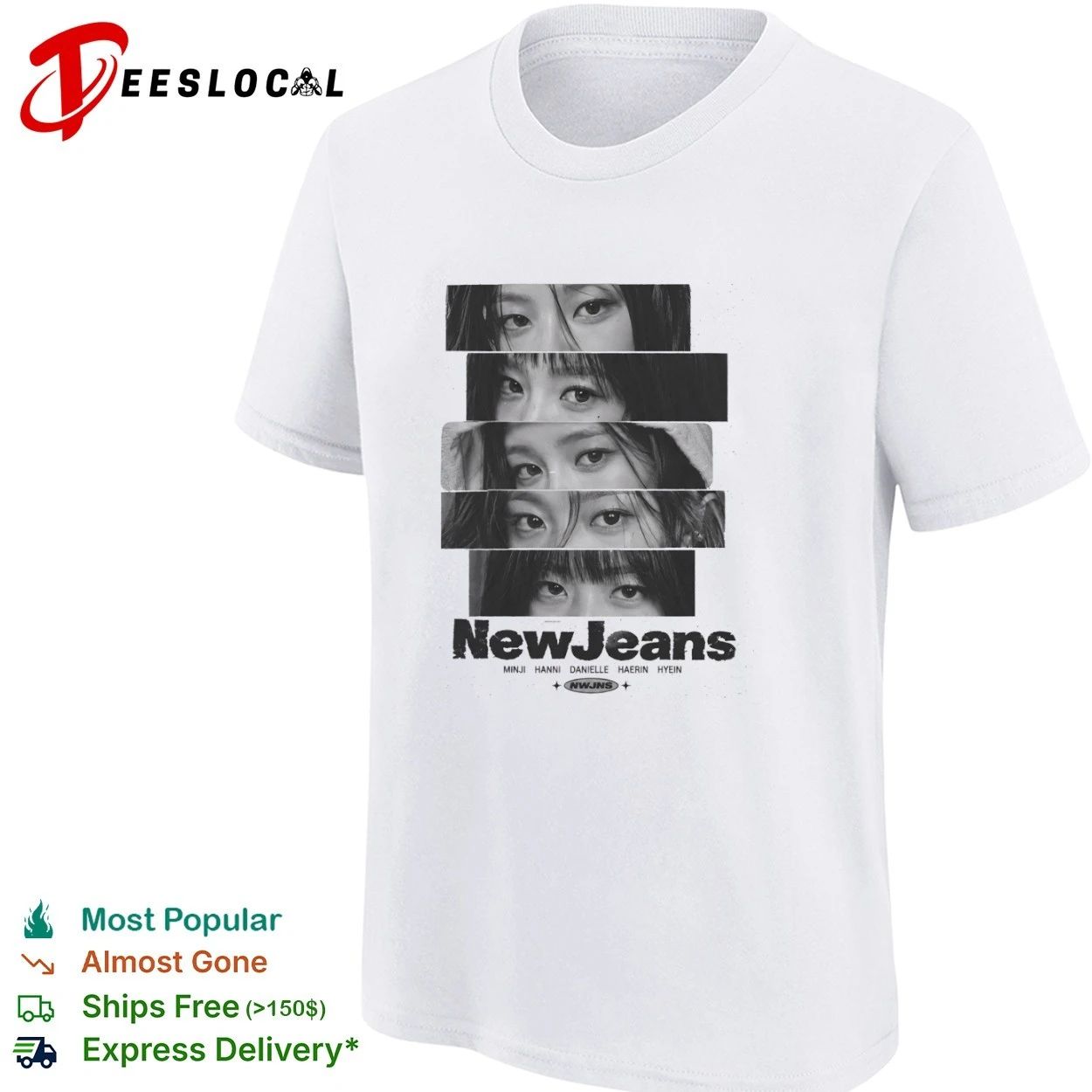 NewJeans Minji Hanni Danielle Haerin Hyein Vintage Eyes Collage Y2K K Pop T-shirt