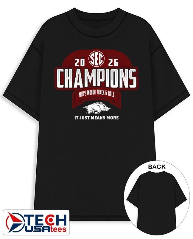 Arkansas Razorbacks 2026 SEC Men’s Indoor Track and Field Champions shirt
