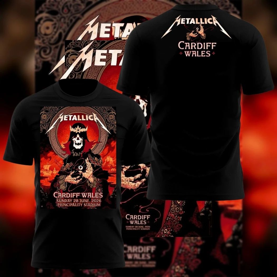 Metallica M72 World Tour Principality Stadium Cardiff Wales Sunday June 28 2026 2-Sided Concert Graphic Tee