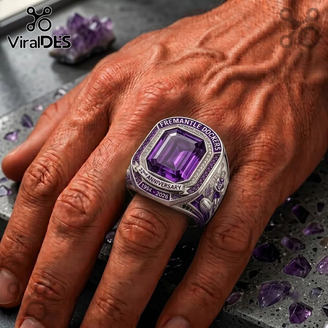Fremantle Dockers 32nd Anniversary Engraved Ring