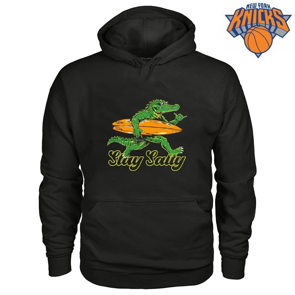 Stay Salty Retro Cartoon Crocodile Surfing With Surfboard Shirt
