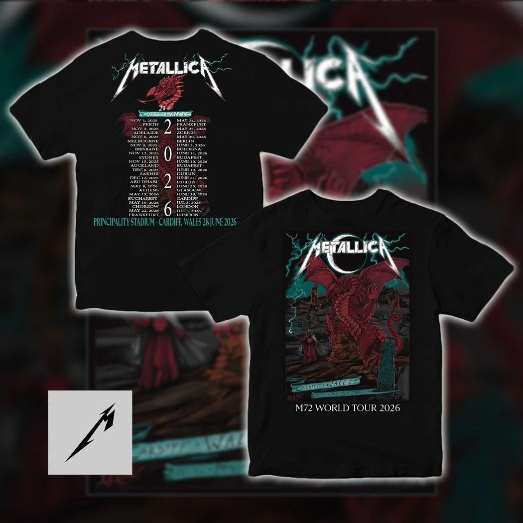 Metallica M72 World Tour European 2026 Cardiff Dragon Graphic T-Shirt
