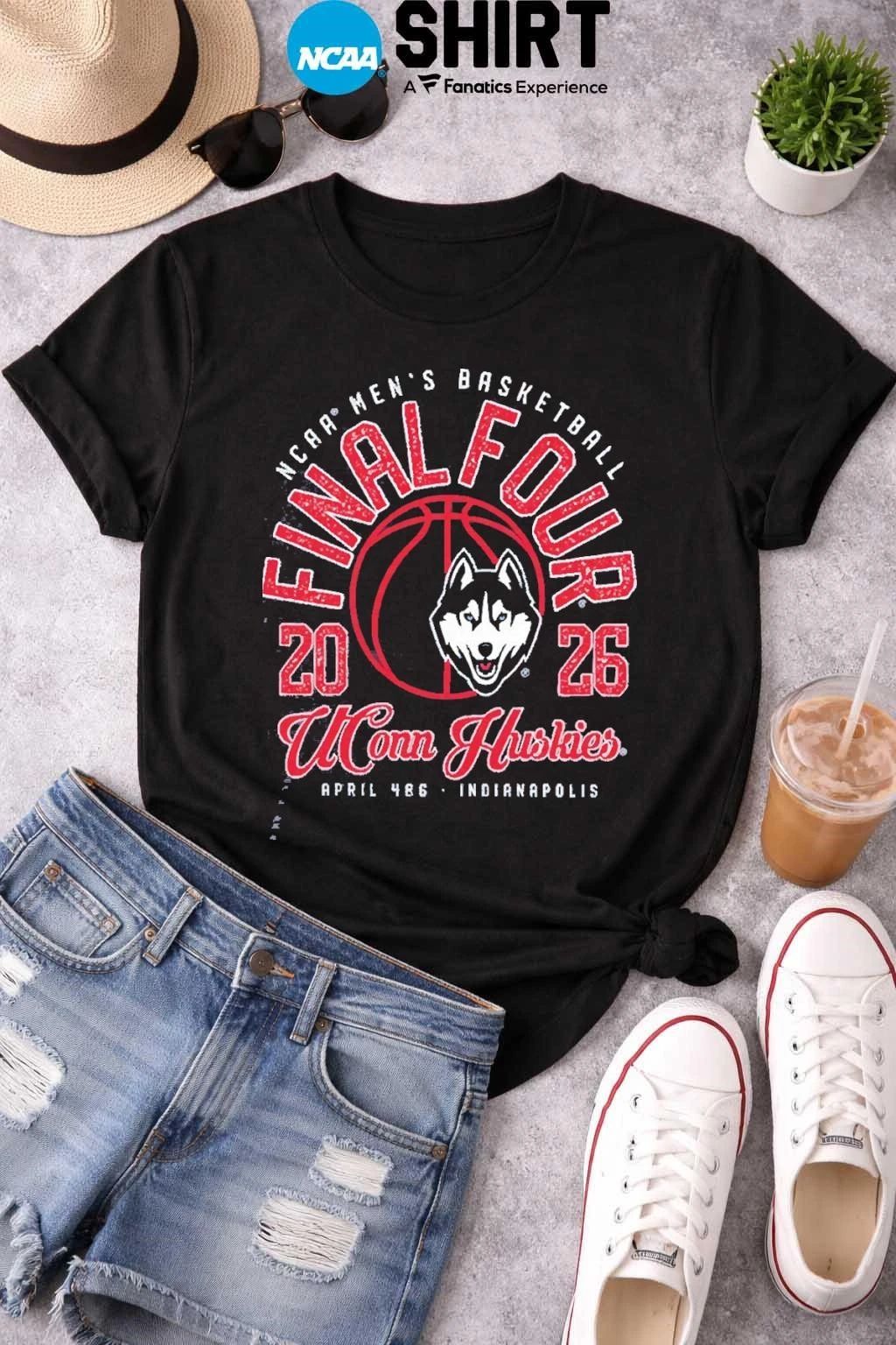 UConn Huskies 2026 NCAA Men’s Basketball Tournament March Madness Final Four April 4 6 2026 Unisex T Shirt Two Sided