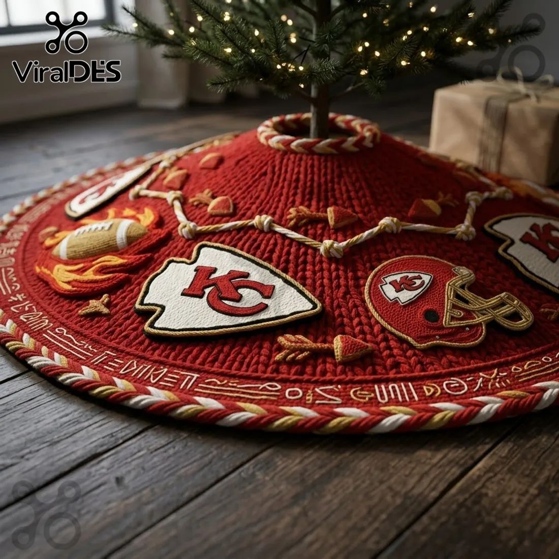 Kansas City Chiefs Knitted Holiday Christmas Tree Skirt