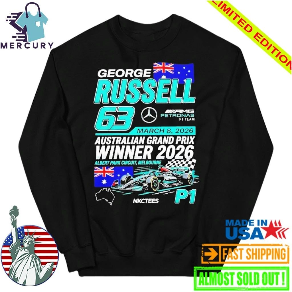 George Russell AMG Petronas F1 Team P1 Australian Grand Prix 2026 Champions Shirt