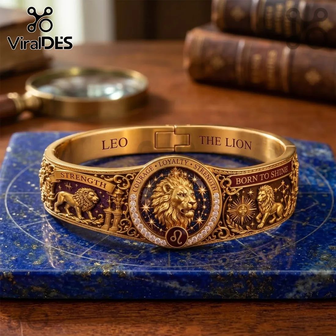 Lion Strength Horoscope Gold Bracelet