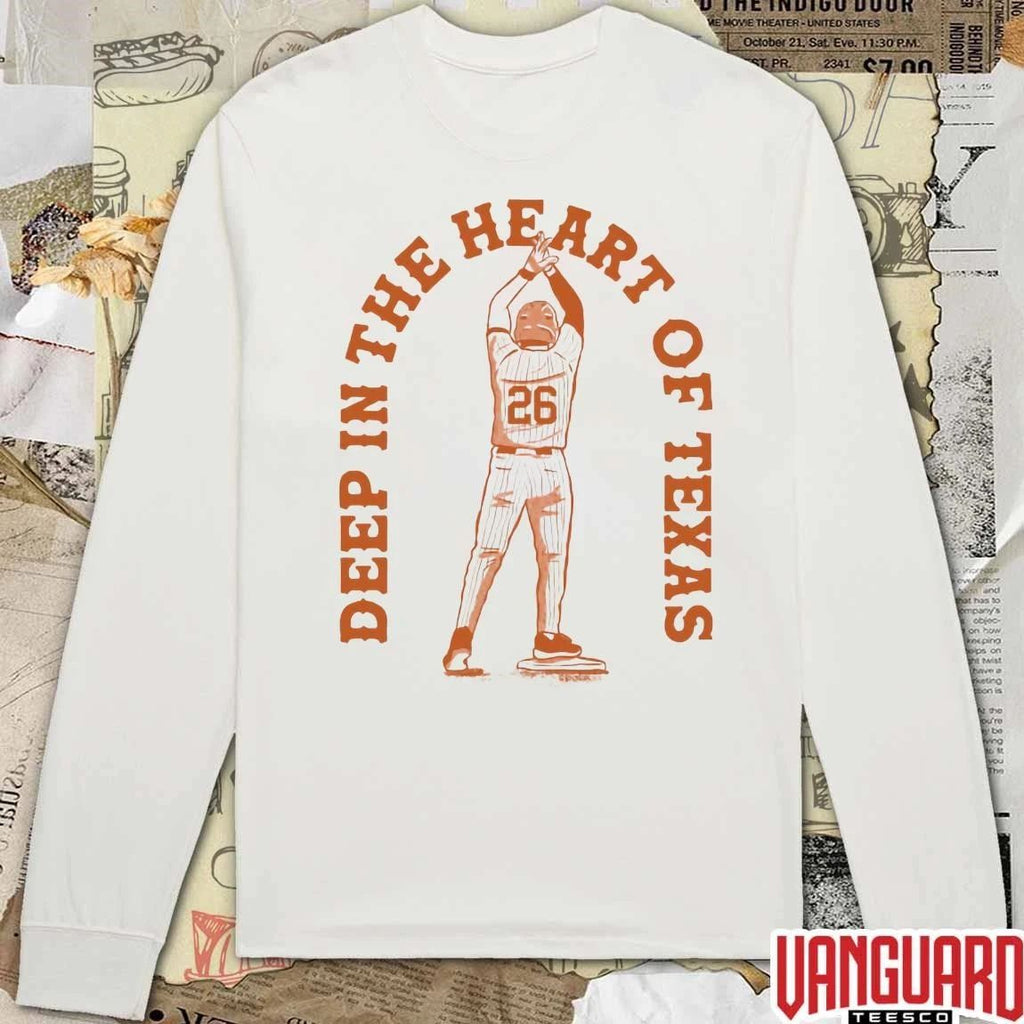 TX Baseball Player Deep In The Heart Of Texas Longhorns t-shirt