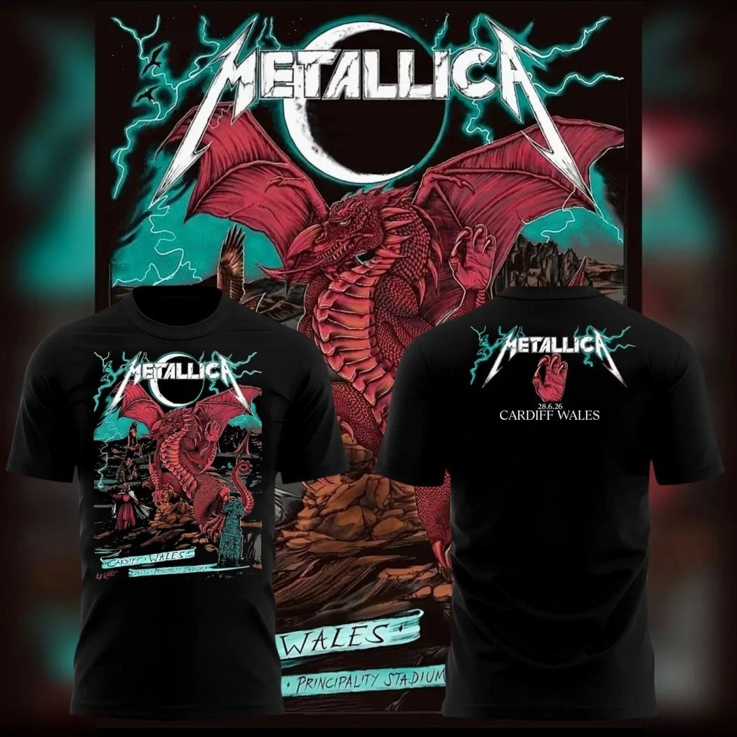 Metallica M72 Tour Cardiff Exclusive Pop-Up Tee – June 28 2026 Principality Stadium Wales Red Dragon Dark Fantasy Shirt