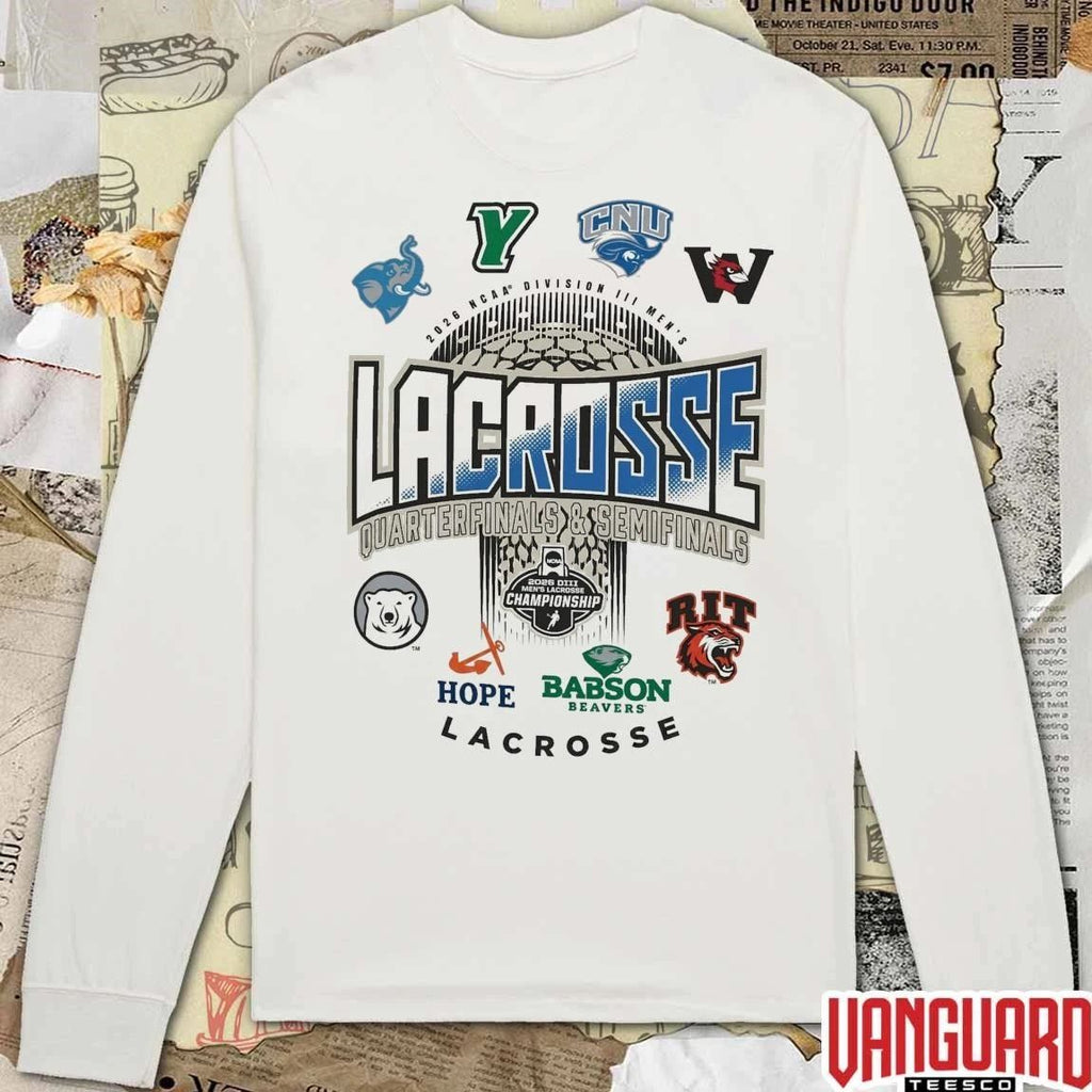 2026 NCAA Division III Men’s Lacrosse Quarterfinals and Semifinals Champion Logos t-shirt