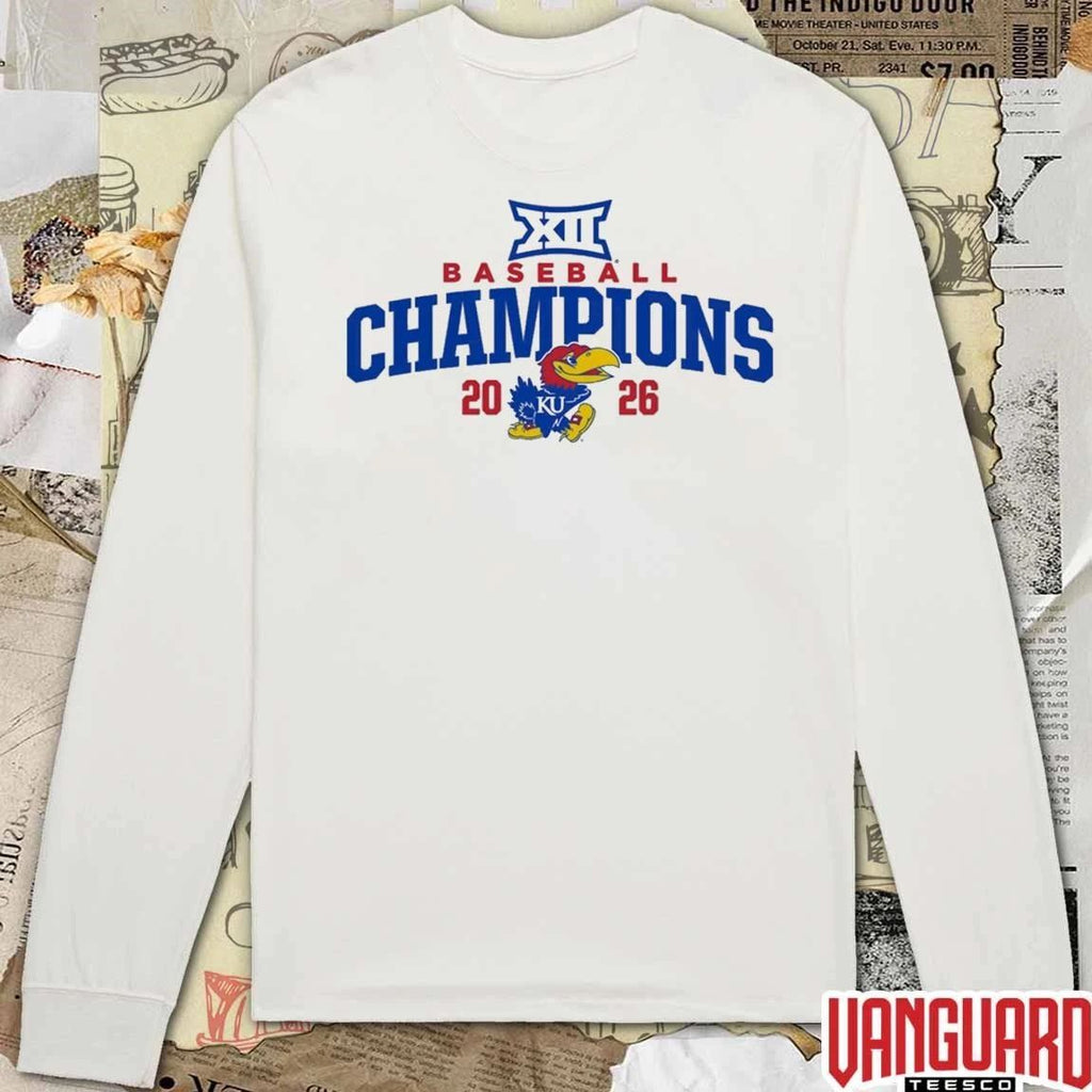 Kansas Jayhawks 2026 NCAA Big 12 Conference Pop Up Tee Champions 5 Panel Rope t-shirt