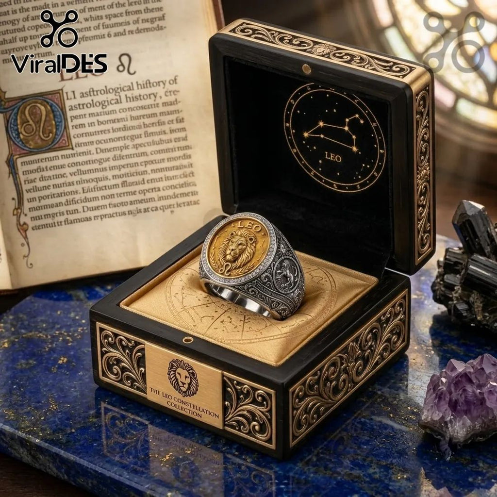 Leo Zodiac Gold and Silver Premium Ring