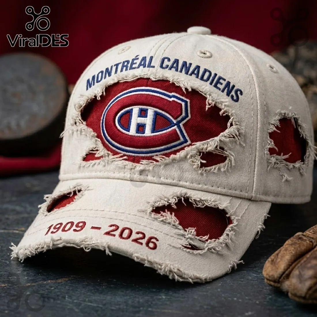 Montreal Canadiens 1909-2026 Distressed Baseball Cap