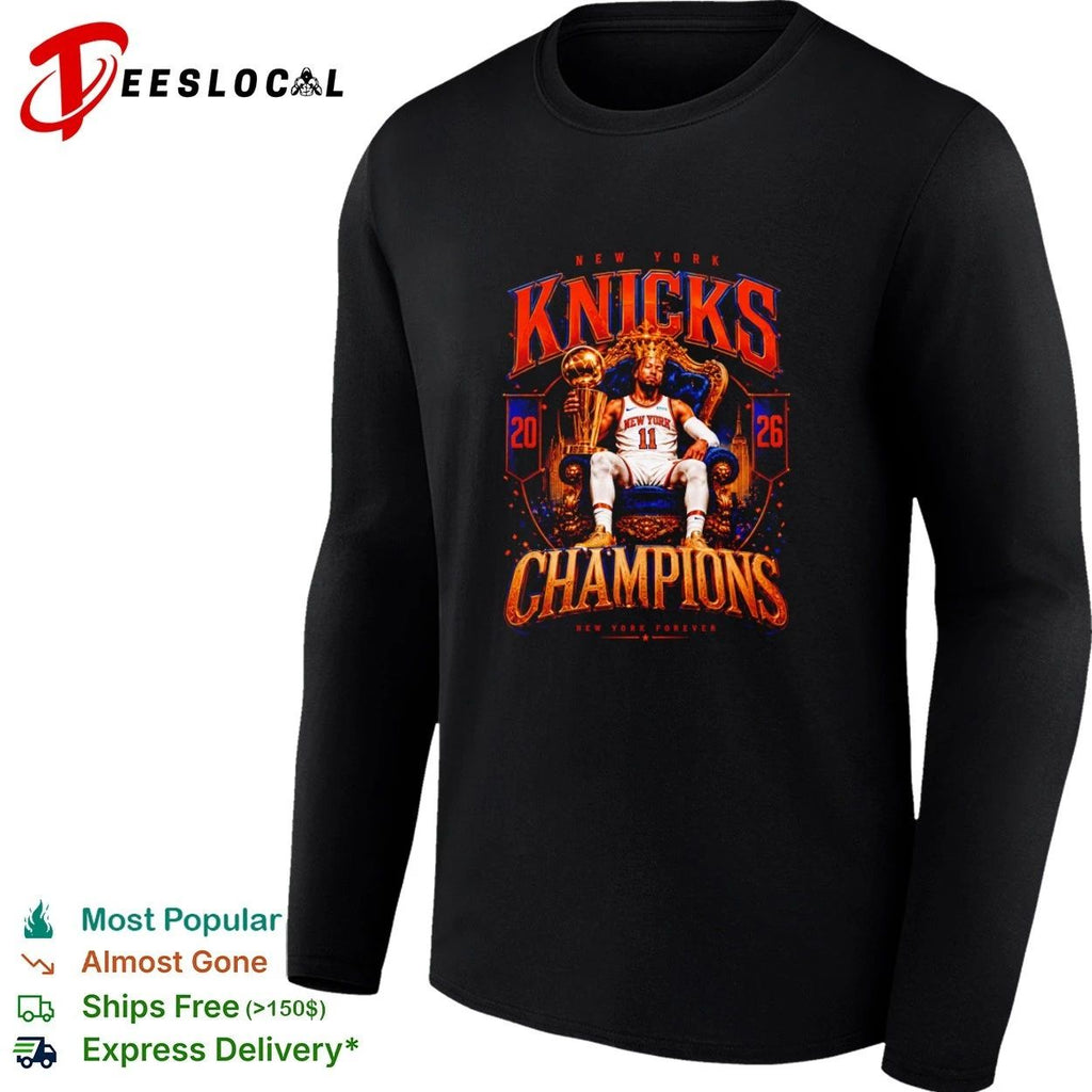 Jalen Brunson NY Knicks 2026 Champions Royal Hoops King of the Court Throne T-shirt