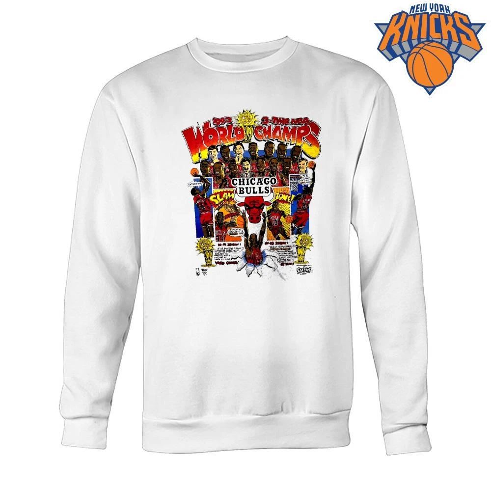Chicago Bulls 1993 World Champs 3-Time NBA Champions Vintage Comic Bootleg shirt