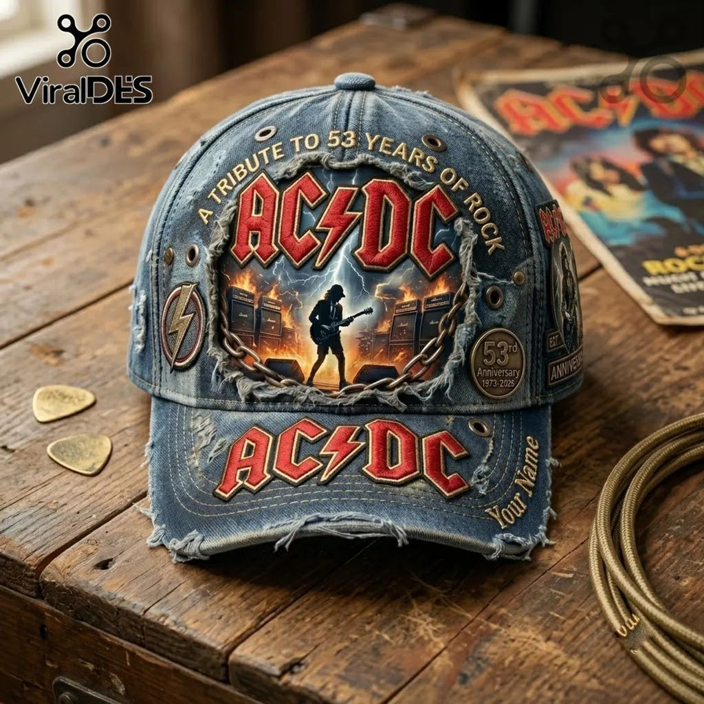 AC/DC 53rd Anniversary Custom Denim Baseball Cap
