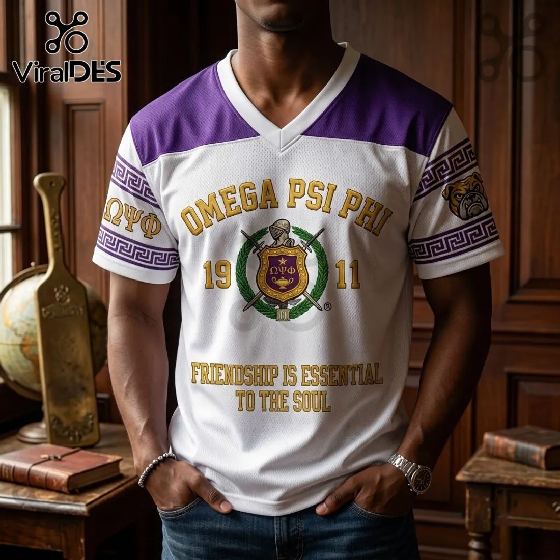 Omega Psi Phi 1911 Mascot V-Neck T-Shirt