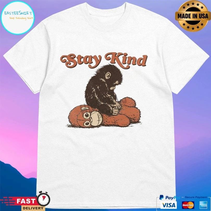 Stay Kind Punch Baby Monkey Emotional Plush Toy Viral Emotional T-shirts