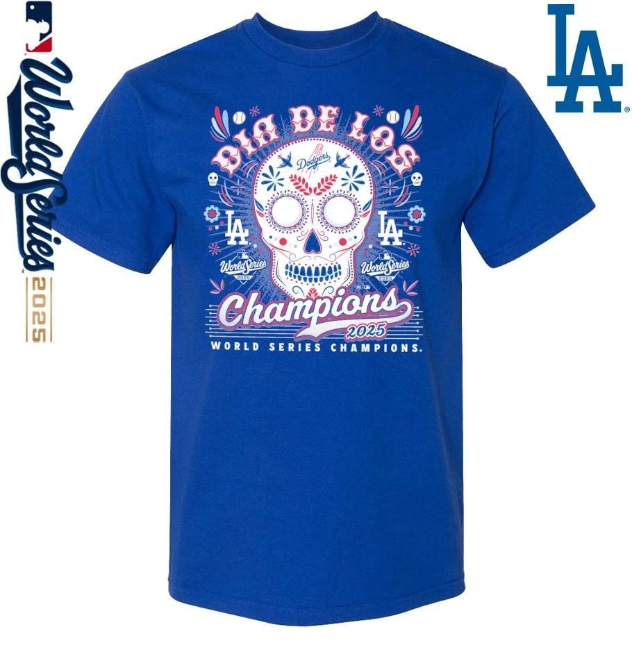 Los Angeles Dodgers ’47 2025 World Series Champions Dia De Los Champions Franklin T-Shirt