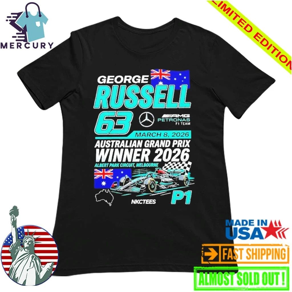 George Russell AMG Petronas F1 Team P1 Australian Grand Prix 2026 Champions Shirt