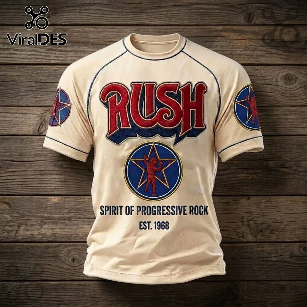 Rush Progressive Rock Band Beige T-Shirt