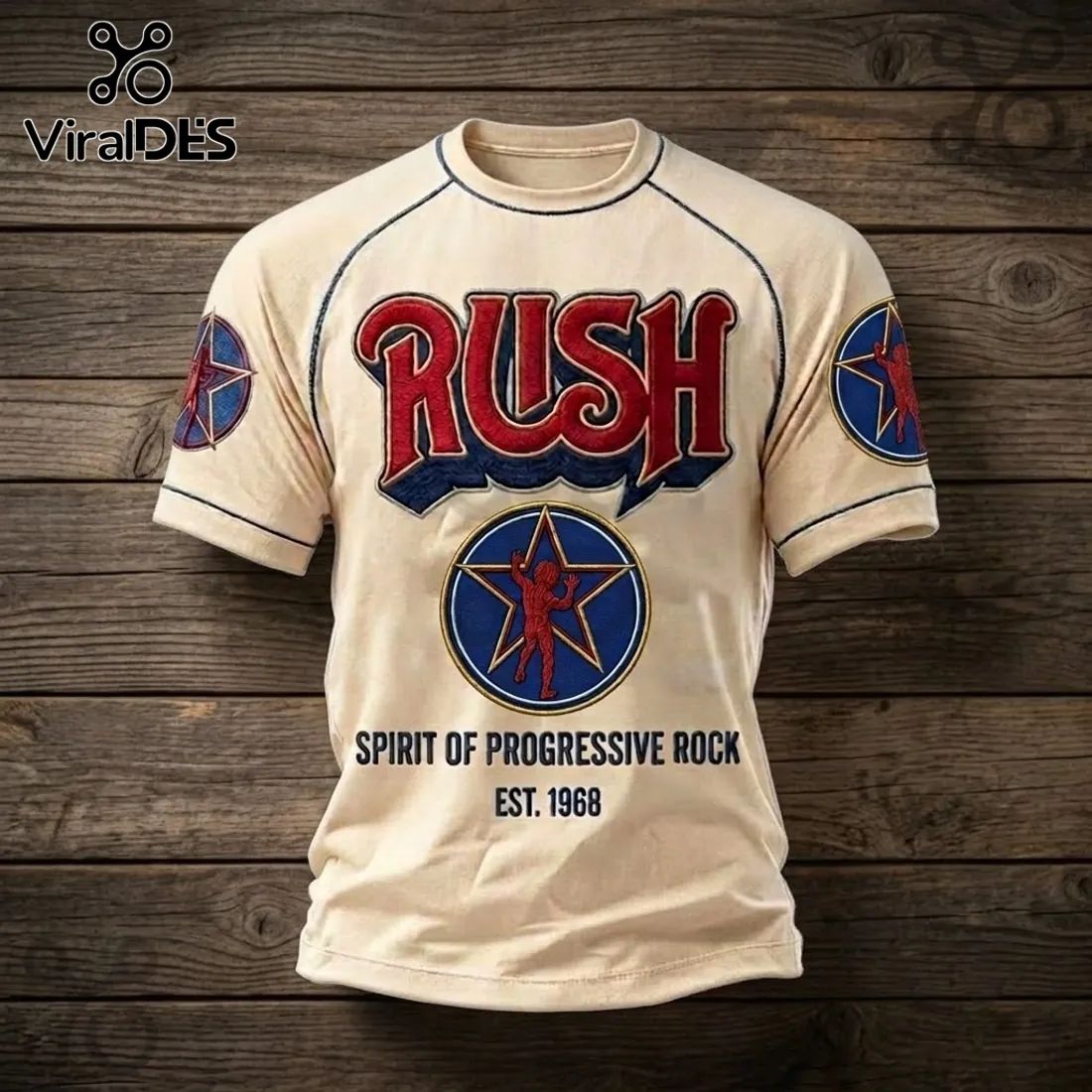 Rush Progressive Rock Band Beige T-Shirt