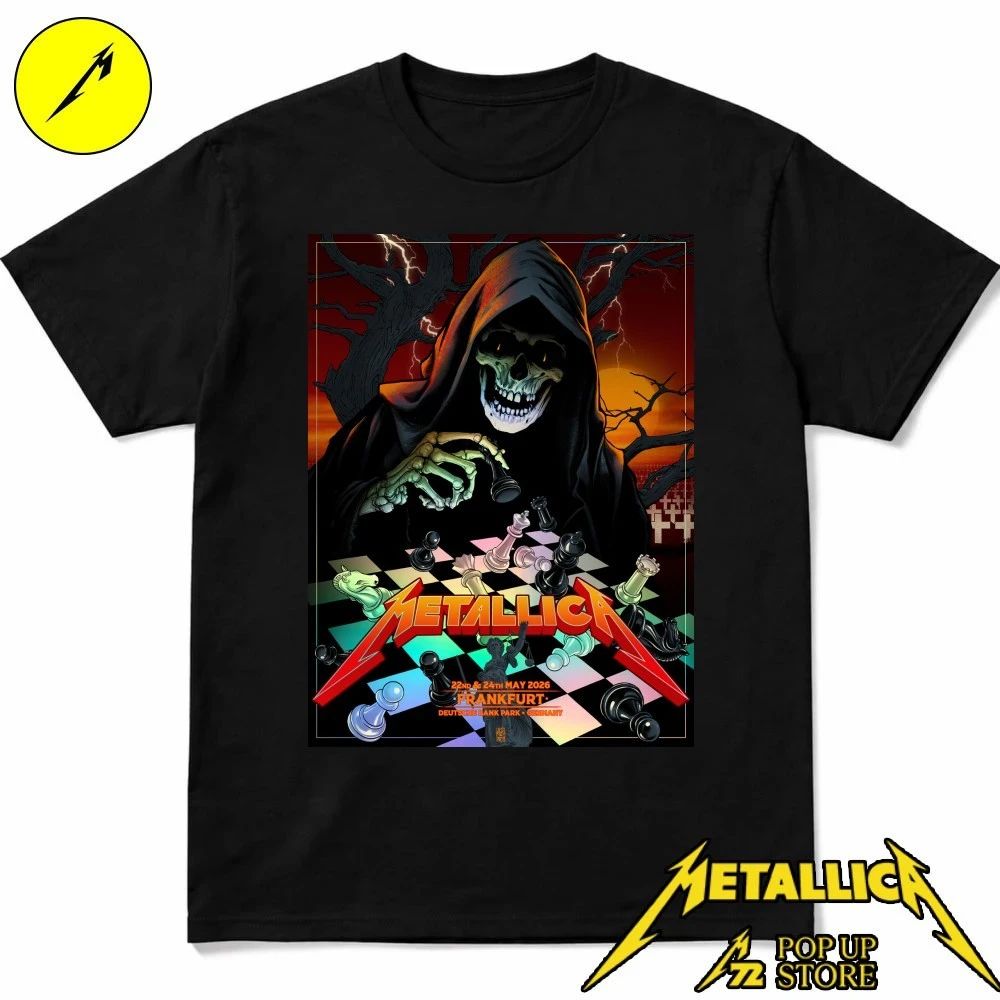 Metallica M72 Frankfurt Pop-Up Shop Poster Shirt Night 1 May 22, 2026 in Germany Grim Reaper playing chess