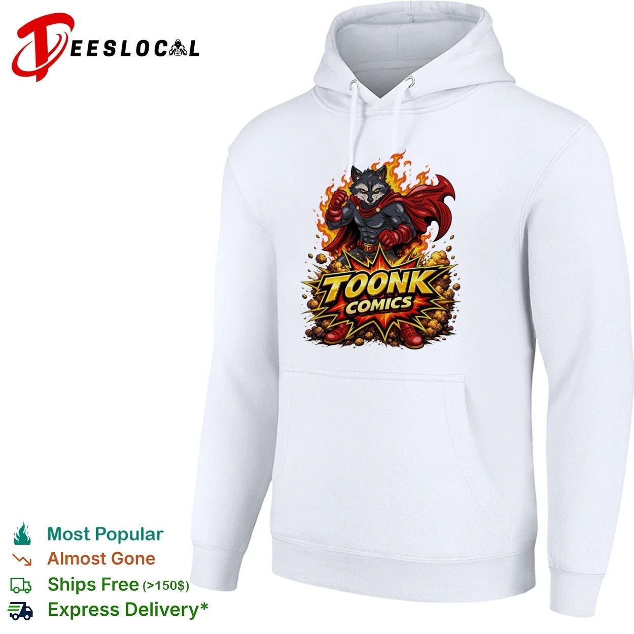 Toonk Comics Superhero Raccoon cartoon T-shirt
