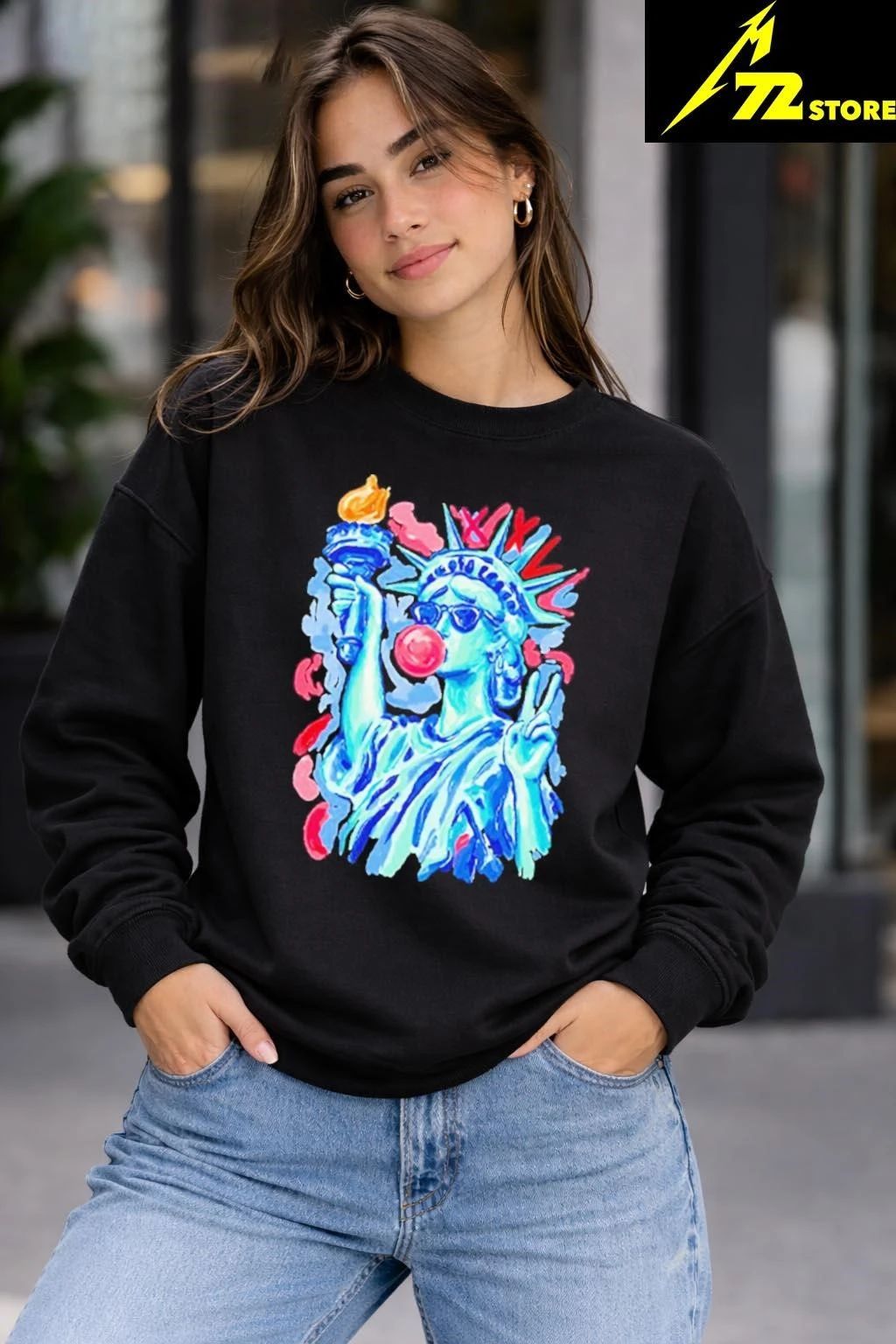 Statue Of Liberty Blowing Bubble Gum 4th Of July Shirt