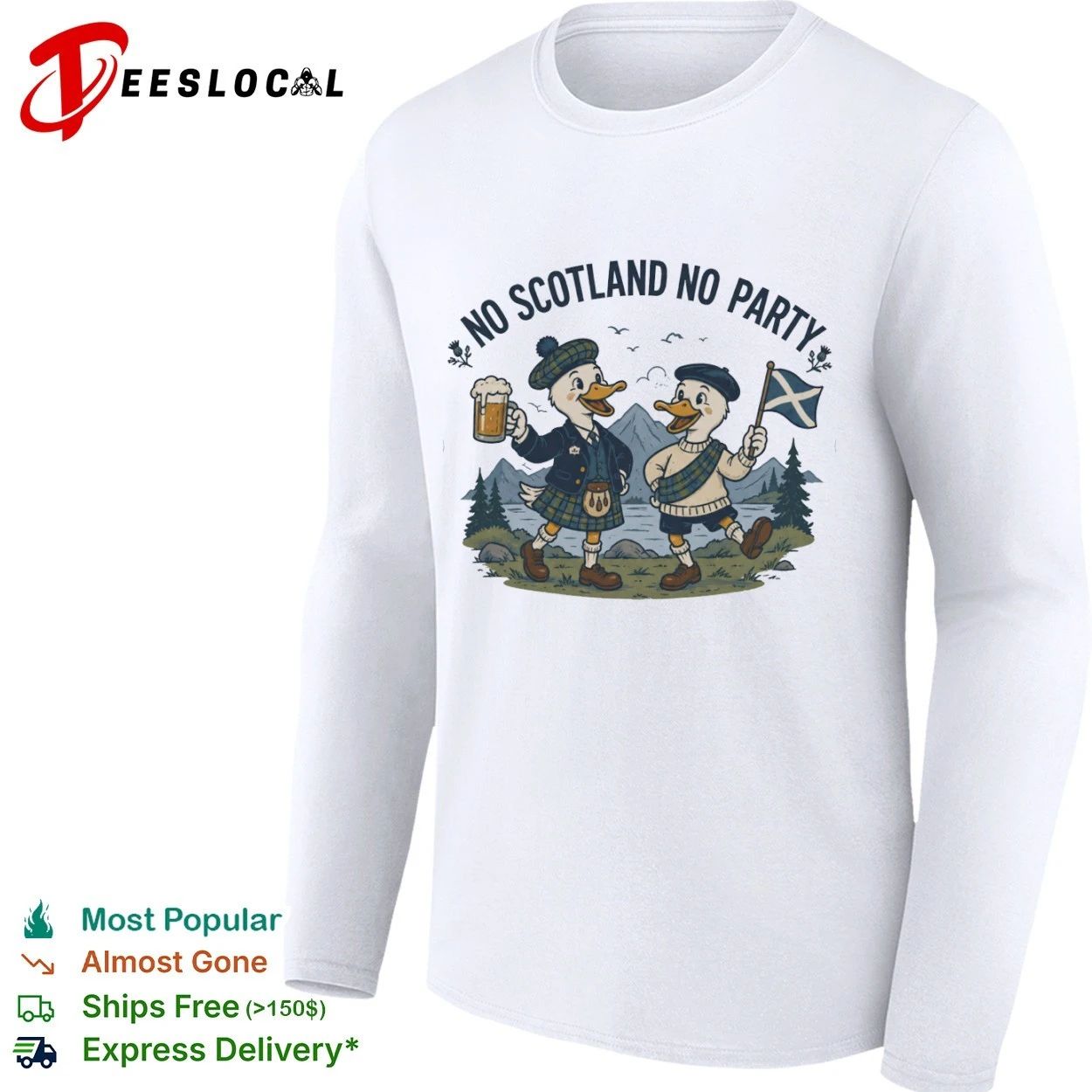 No Scotland No Party Funny Duck Scottish Pride T-shirt