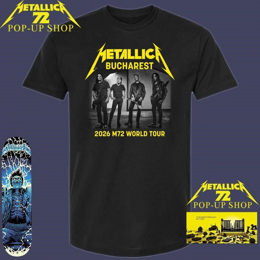 Metallica M72 Bucharest Romania 2026 Band Members World Tour T-Shirt