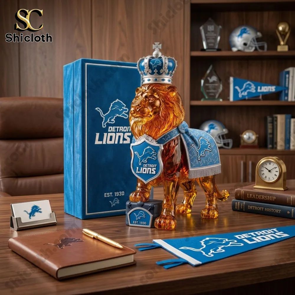 Detroit Lions Crown Royal Whiskey Lion Bottle