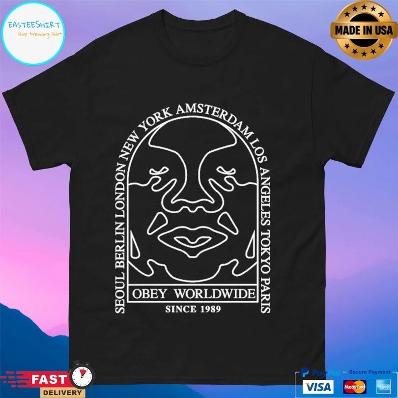 Obey Worldwide Since 1989 Seoul Berlin London New York Amsterdam Los Angeles Tokyo Paris T-shirt