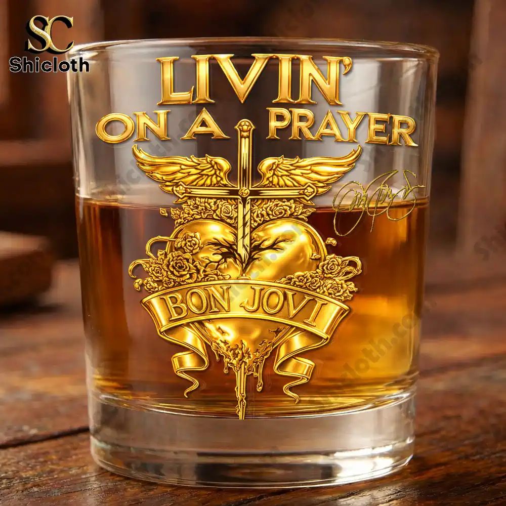 Bon Jovi Livin’ On A Prayer Whiskey Glass