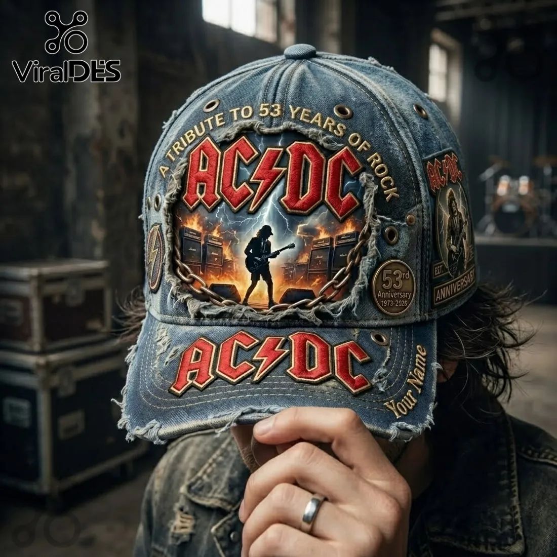 AC/DC 53rd Anniversary Custom Denim Baseball Cap