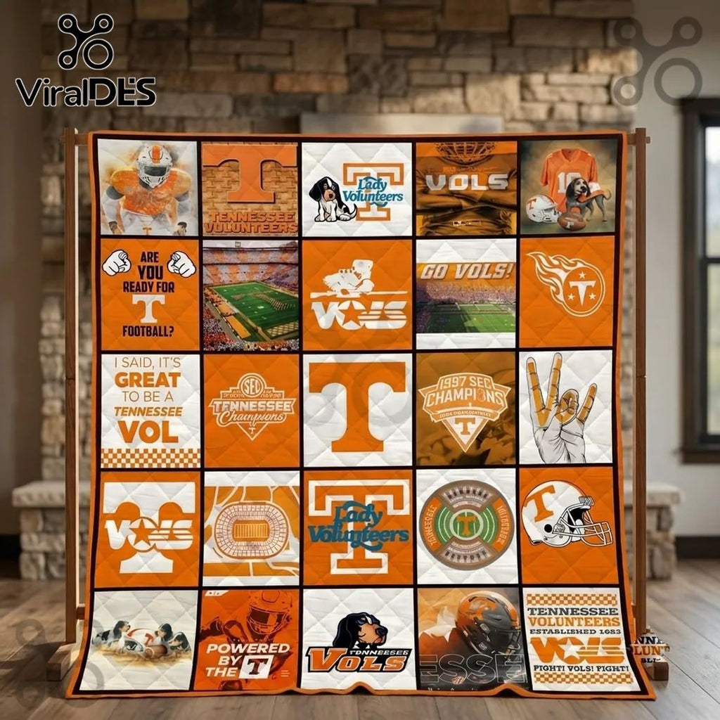 Tennessee Volunteers Logo Patchwork Quilt Throw Blanket