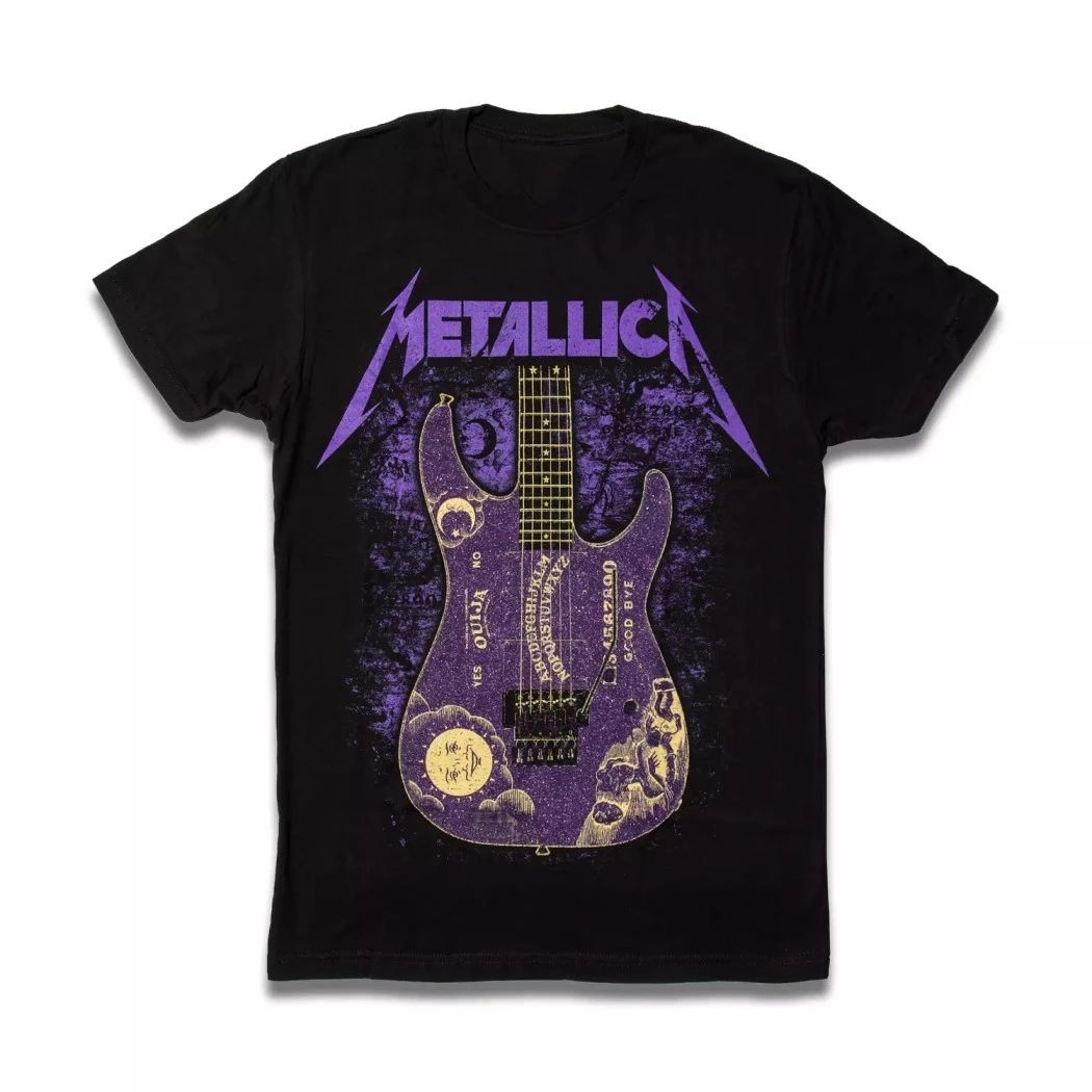 Metallica Kirk Hammett Purple Ouija Board Guitar Black T-Shirt