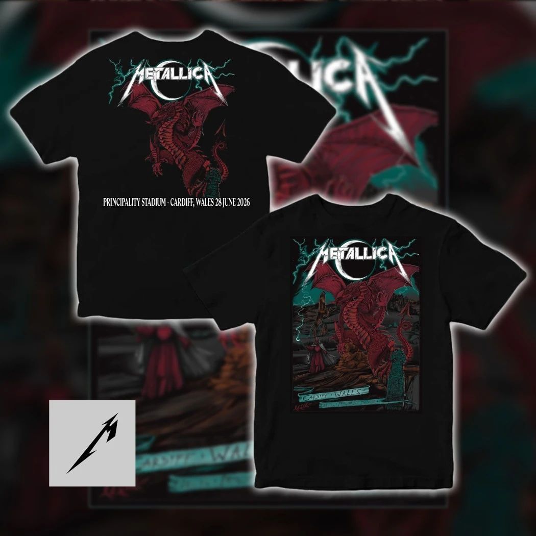 Metallica M72 World Tour Principality Stadium Cardiff Wales June 28 Red Dragon Sabrina Edwards Double Sided T-Shirt