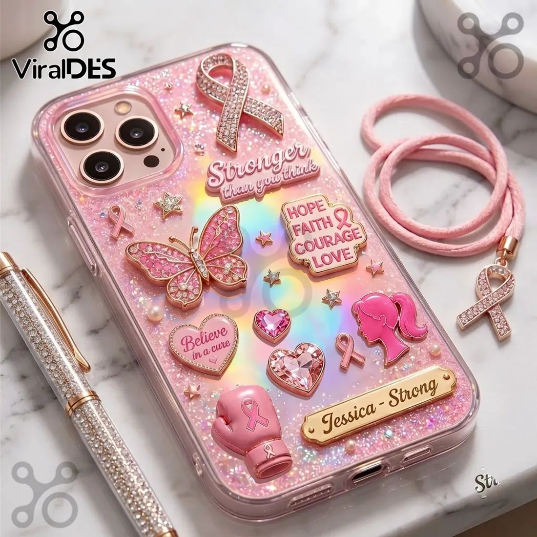 Jessica Strong Breast Cancer Awareness 3D Phone Case