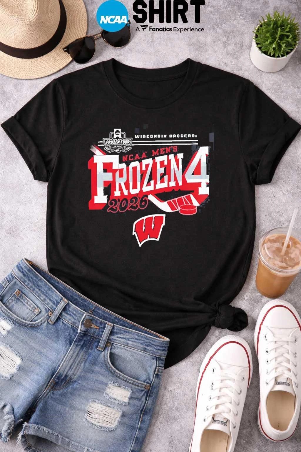 Wisconsin Badgers Men’s Hockey 2026 NCAA Frozen Four Vegas T-Shirt