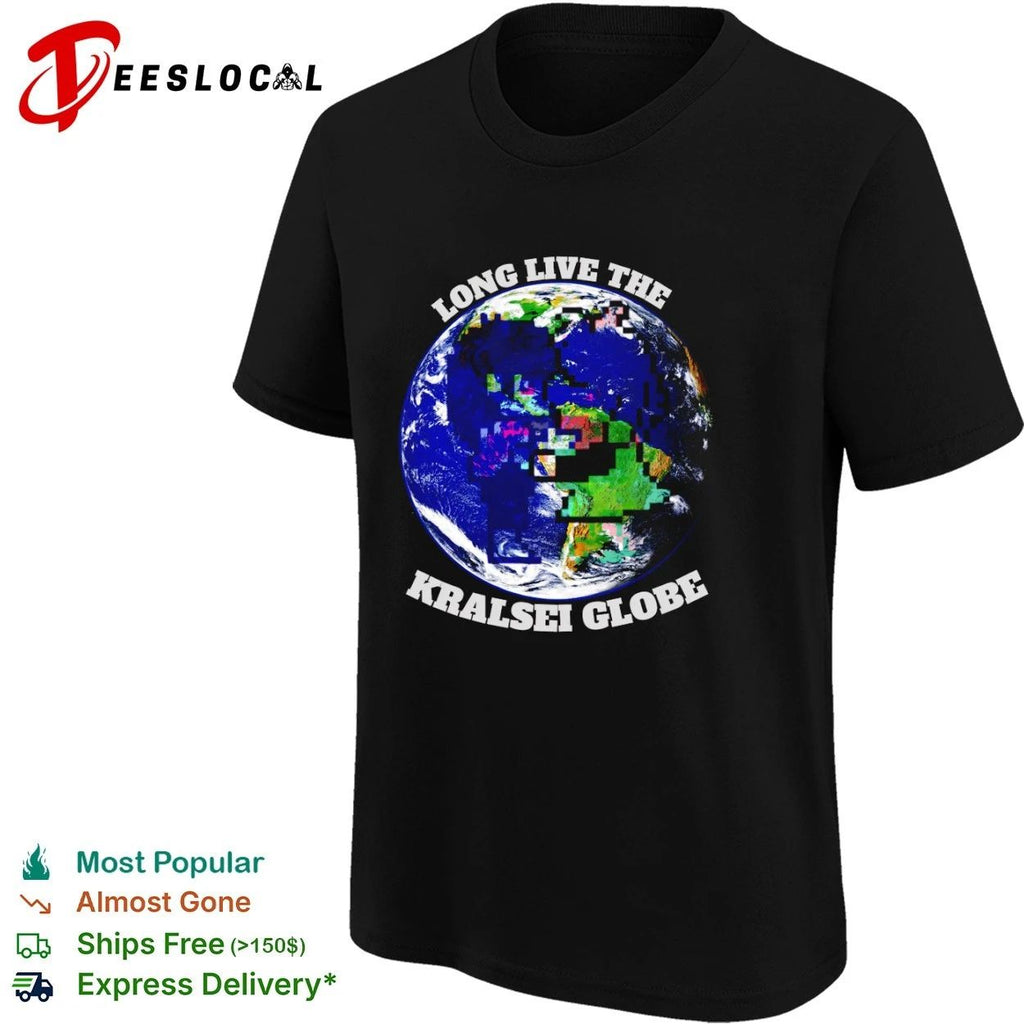 Long Live the Kralsei Globe Earth Pixel Art T-shirt