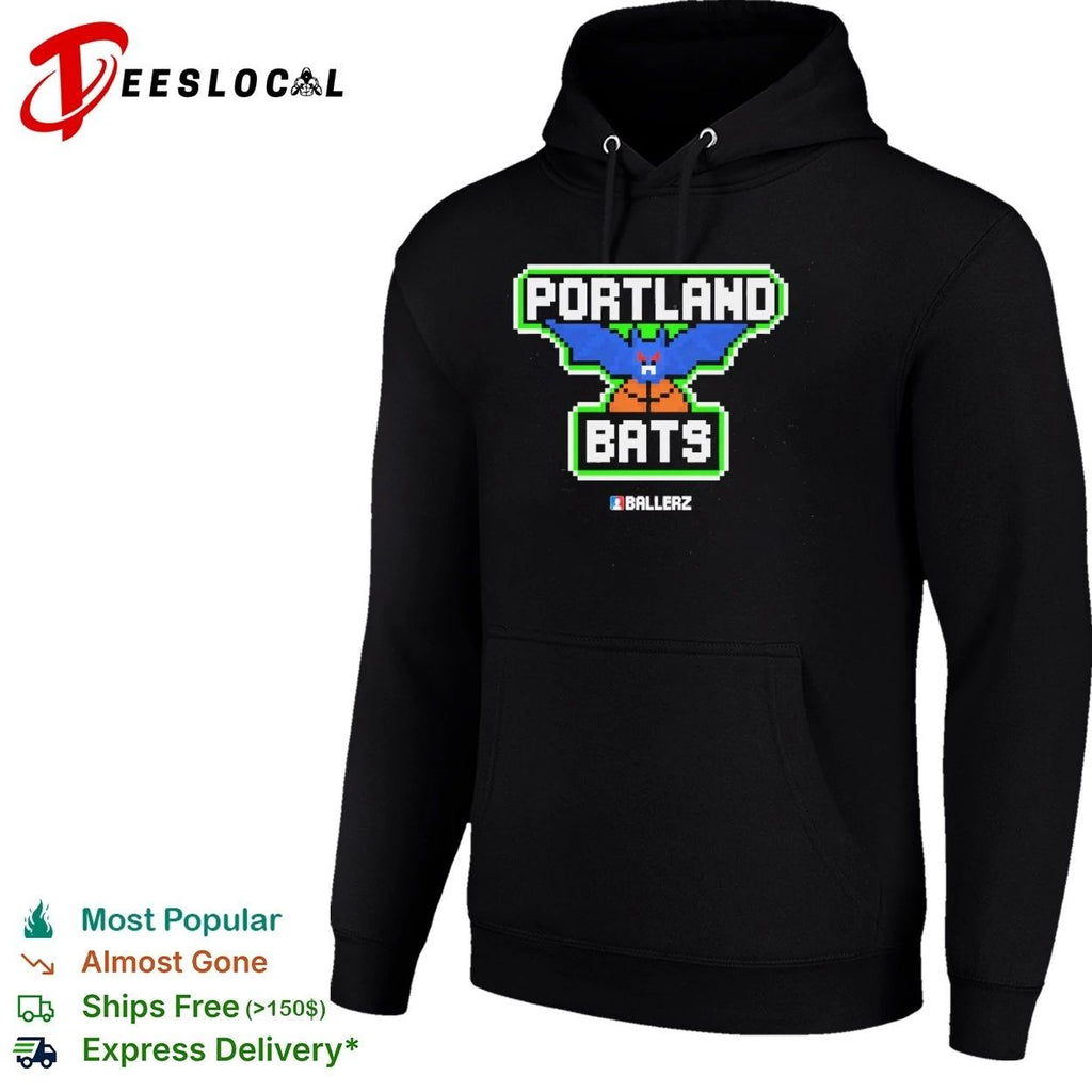 Portland Bats Ballerz Basketball Pixel Art T-shirt