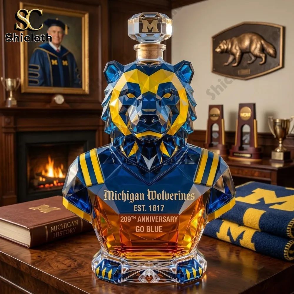 Michigan Wolverines 209th Anniversary Go Blue Whiskey Decanter
