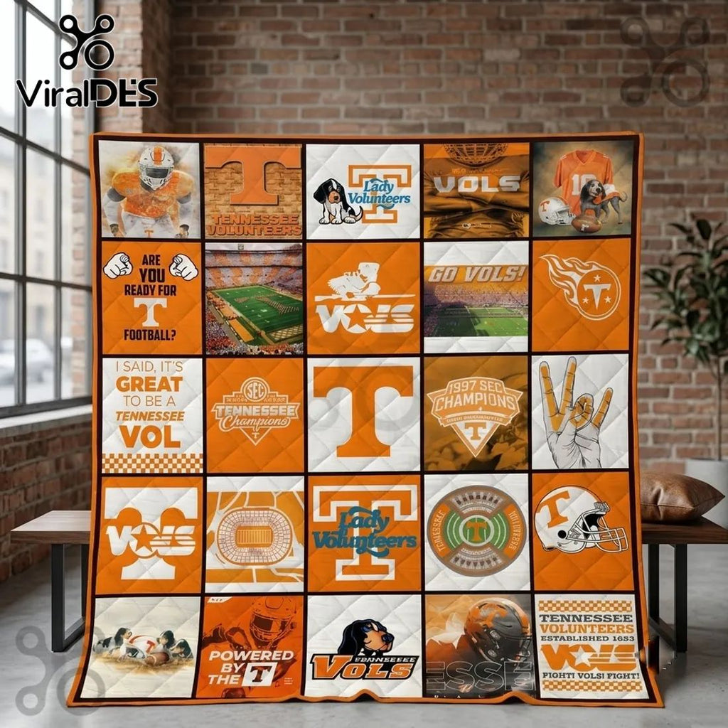 Tennessee Volunteers Logo Patchwork Quilt Throw Blanket