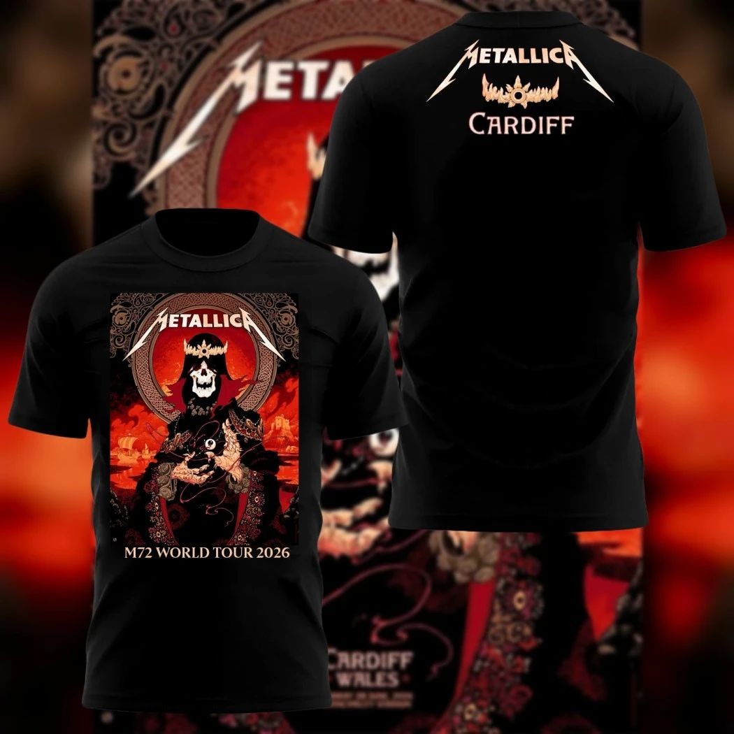 Metallica M72 World Tour 2026 Cardiff Wales Principality Stadium Pop-Up Shop Collection Peter Diamond Poster T-Shirt